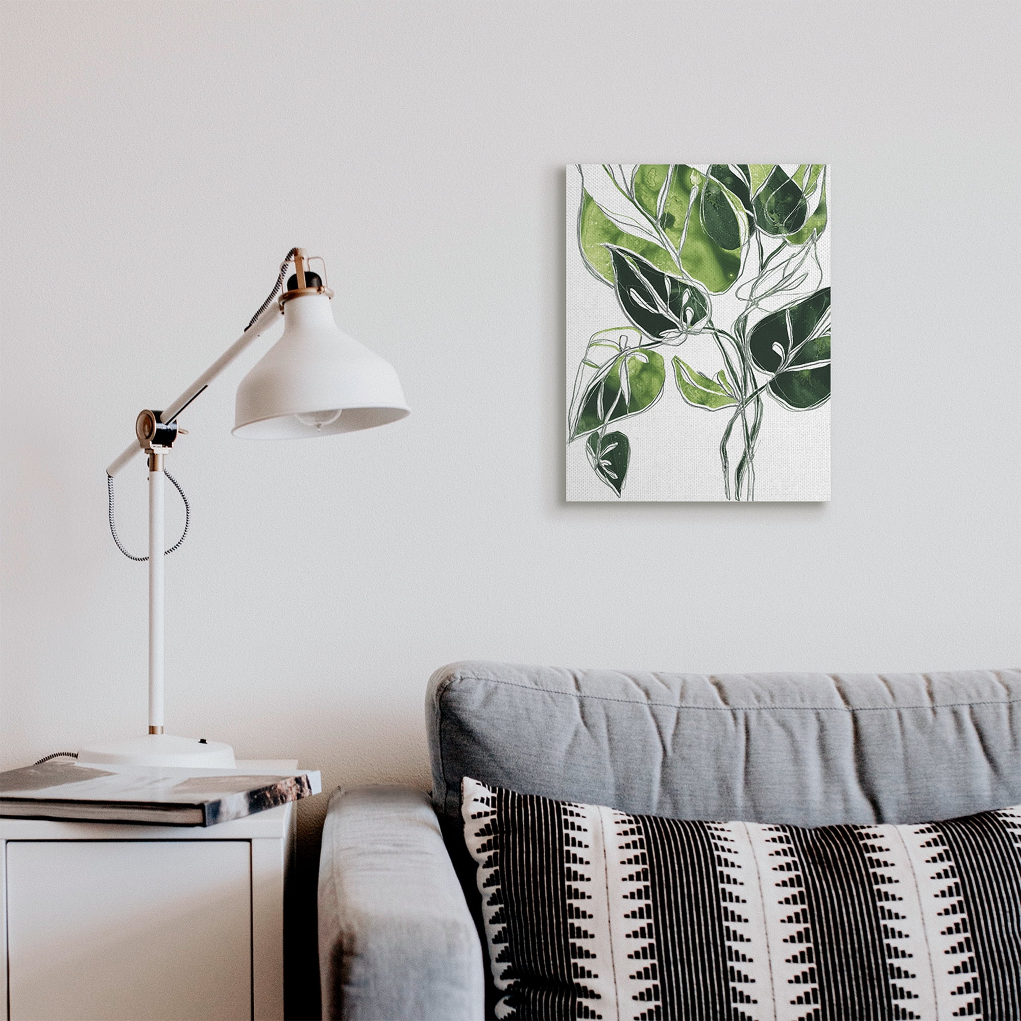 Stupell Industries Intricate Palm Vines Unique Green Leaves Botanical & Floral Painting Gallery Wrapped Canvas Art Print Wall Art, 16 x 20