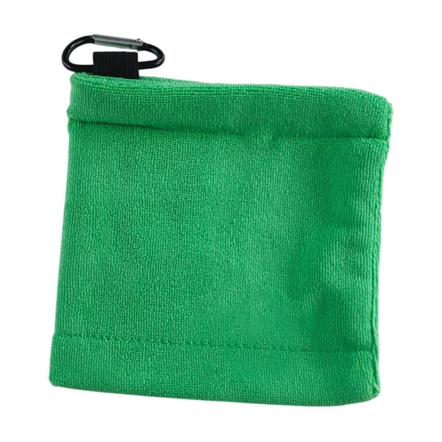 Paño de limpieza de pelotas de golf, toalla limpiadora de pelotas de golf para adultos, limpiador portátil de cabeza de palo con clip para golfistas Verde