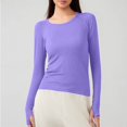 thumbnail image 2 of Summer Tops for Women, Women Blouses, Women's Long Sleeve Fitness Shirt Seamless Yoga Tops Breathable Running Apparel Slim Fit Sportswear for Active, 2 of 4