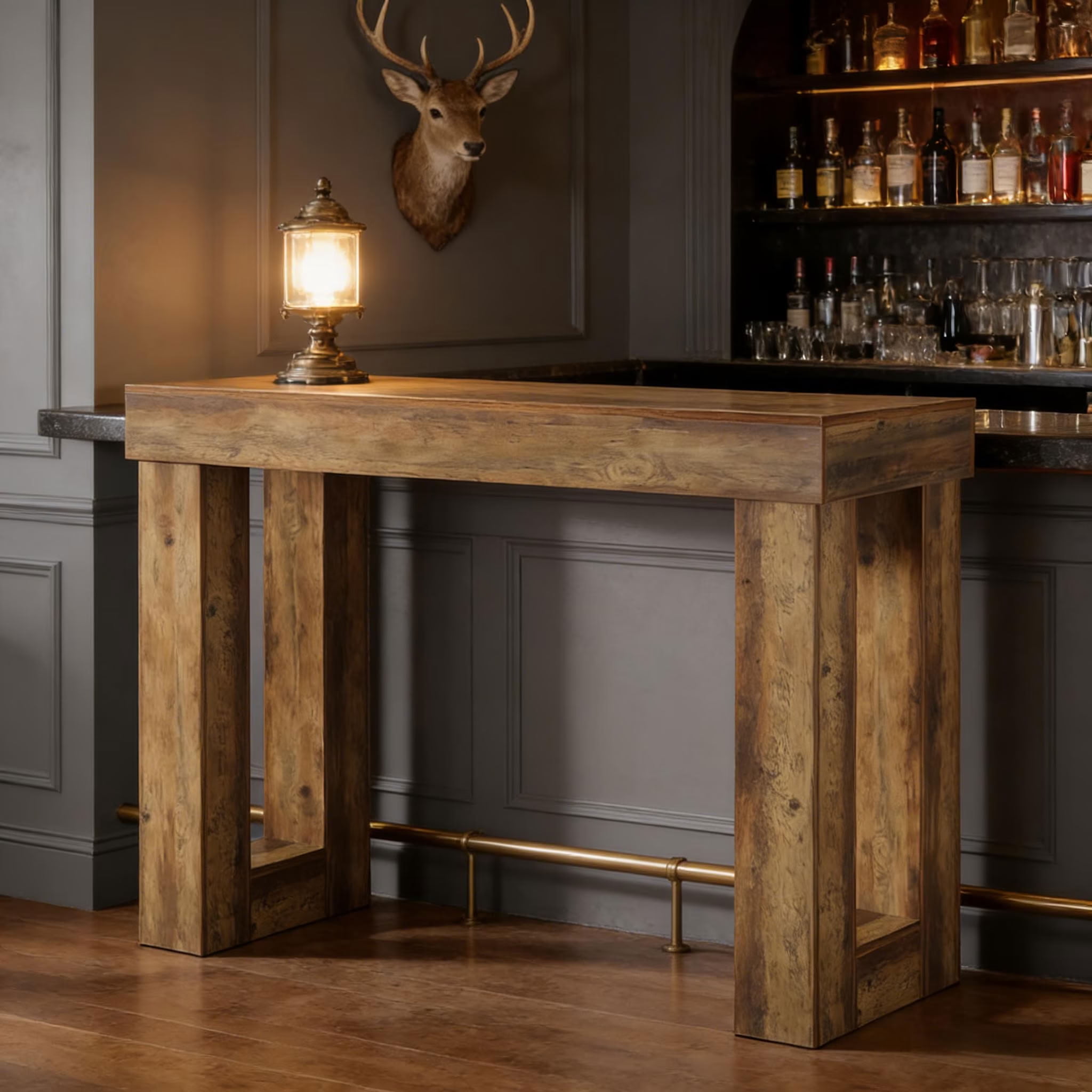 MAYEERTY 63" Industrial Bar Table, Bistro Pub Table with Hollow Base, Counter Height Table for Home Bar, Kitchen and Living Room