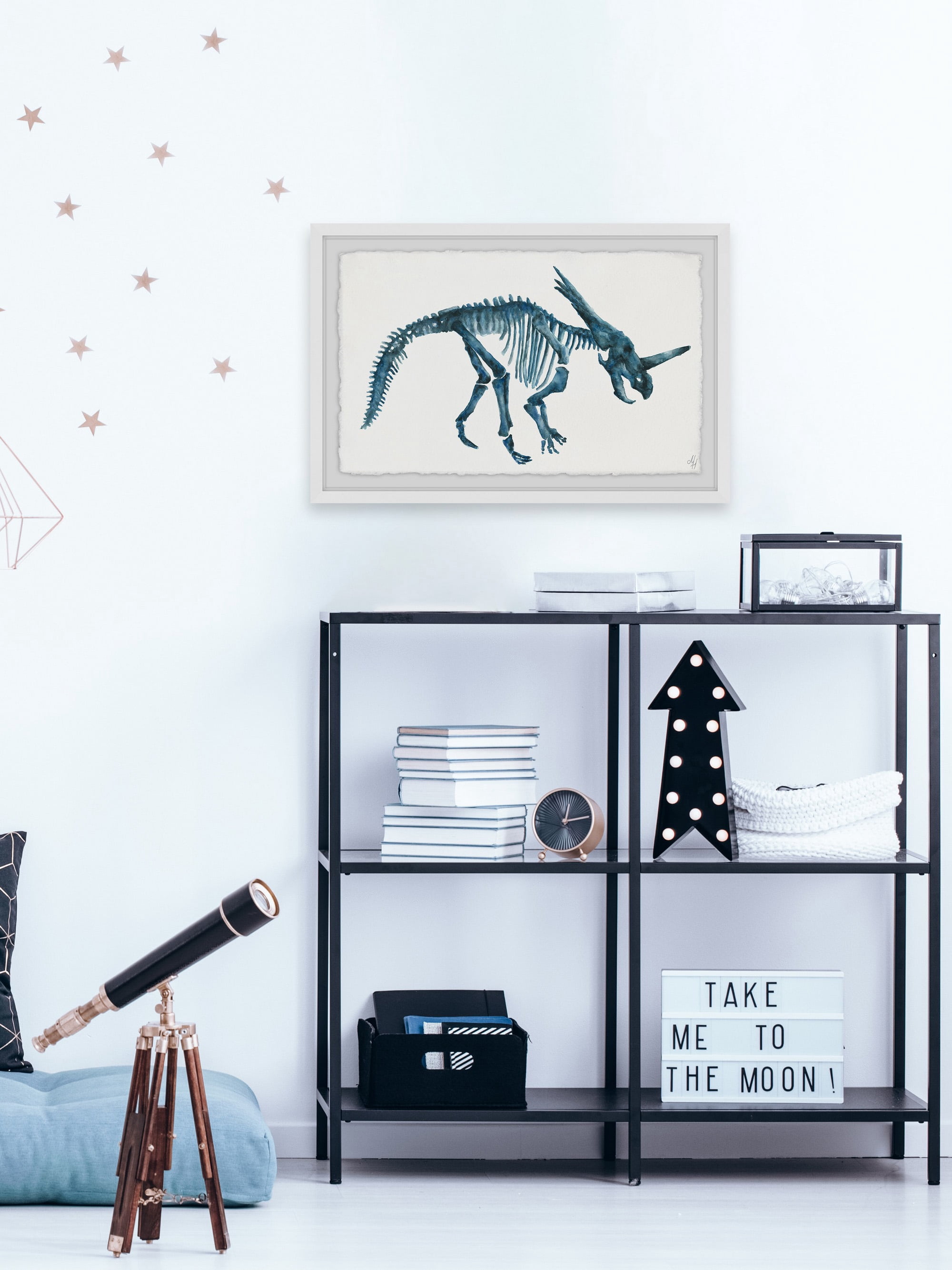 Marmont Hill Blue Dino Skeleton Framed Wall Art