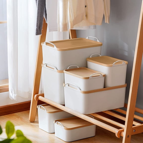 5PCS Plastic Storage Bins Containers with Lids