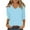 Sky Blue(New), variant on PNTUTB Women's Loose Casual Solid Color Three-quarter Sleeve Round Neck Top/Shirt