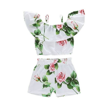 

EHTMSAK Infant Baby Toddler Children Girl 2PCS Summer Clothing Set Outfits Short Sleeve T Shirts and Set Pink 9M-6Y 110