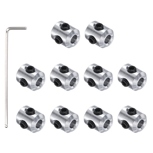 Uxcell 10Pack Collar de eje, 3mm de diámetro, 8mm de grosor, anillos de bloqueo de aleación de aluminio con llave hexagonal de cabeza de bola