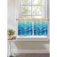 thumbnail image 4 of Teal Blue Ombre 2 Panel Kitchen Curtains for Small Windows, Summer Beach Abstract Ocean Wave Bathroom Tier Curtain, Short Window Treatment for Bedroom/Living Room 55"x36", 4 of 6