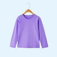 thumbnail image 2 of Girls' Basic T-shirts Long Sleeve Layering Tees Soft Cotton Solid Color Crewneck Fall Spring Winter Tops for Boys (10 Years, Purple), 2 of 5