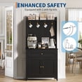 thumbnail image 4 of 63'' Pantry Cabinet with 4 Hooks, Kitchen Storage Cabinet with Charging Station, Coffee Bar Table for Living Room, Dining Room, 1 Large Drawer, Adjustable Shelves, 4 of 6