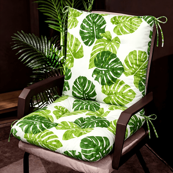 Chair Cushion Cotton Linen Detachable Seat Back Cushion with Ties Thickened Chair Pads for Outdoor Car Office Patio Bedroom Living Room Green Bale