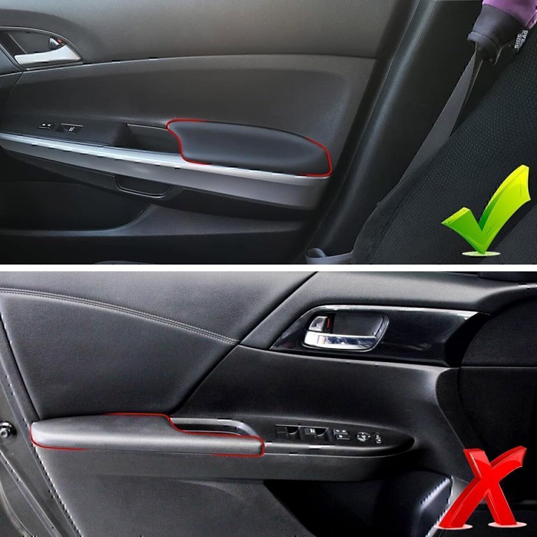 Front Door Panel Armrest Cover Set – Black PU Leather For Honda Accord Sedan 2008-2012 – AUXITO