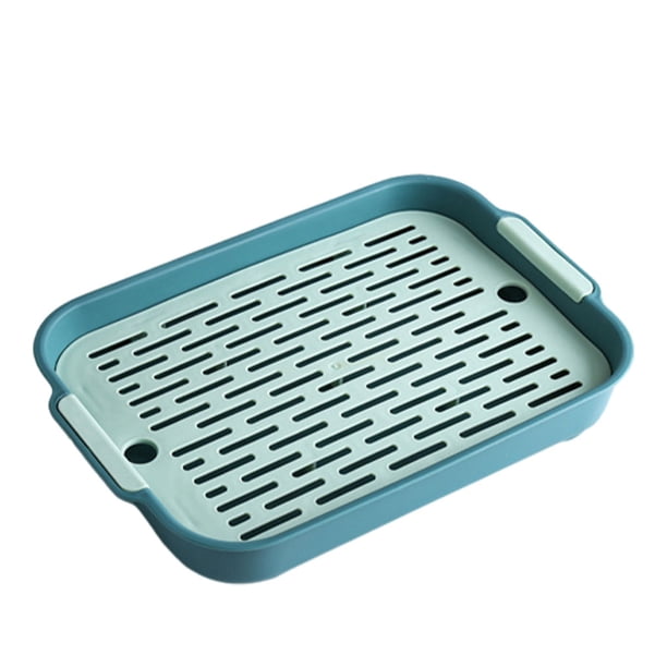 Inteprter Escurridor multifuncional con bandeja de goteo para cocina limpia y ordenada, tapete de drenaje de platos fácil de limpiar Almacenamiento y organización del hogar verde grande