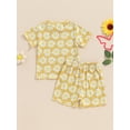 thumbnail image 3 of Suealasg Kids Baby Girls 2Pcs Summer Outfit Flower Print Short Sleeve Crew Neck T-shirt +Shorts 6M 1T 2T 3T 4T Toddler Girls Clothes, 3 of 6