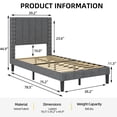 thumbnail image 6 of SESSLIFE Twin Upholstered Platform Bed, Gray Twin Platform Bed with Height Adjustable Headboard, Hold 500 LBS, No Box Spring Needed, Easy Assembly, 6 of 10