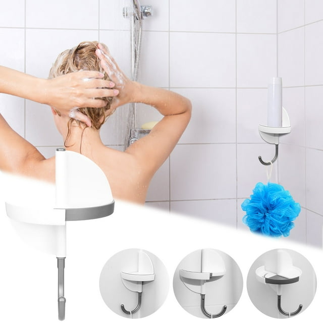 Xihbxyly Gancho de Pared 2 En 1 Sin Taladro, Ajustable y Giratorio 270°, Autoadhesivo E Impermeable, Multiusos para Cocina y Baño, Fácil Instalación, Color Blanco, Capacidad de 3 Kg