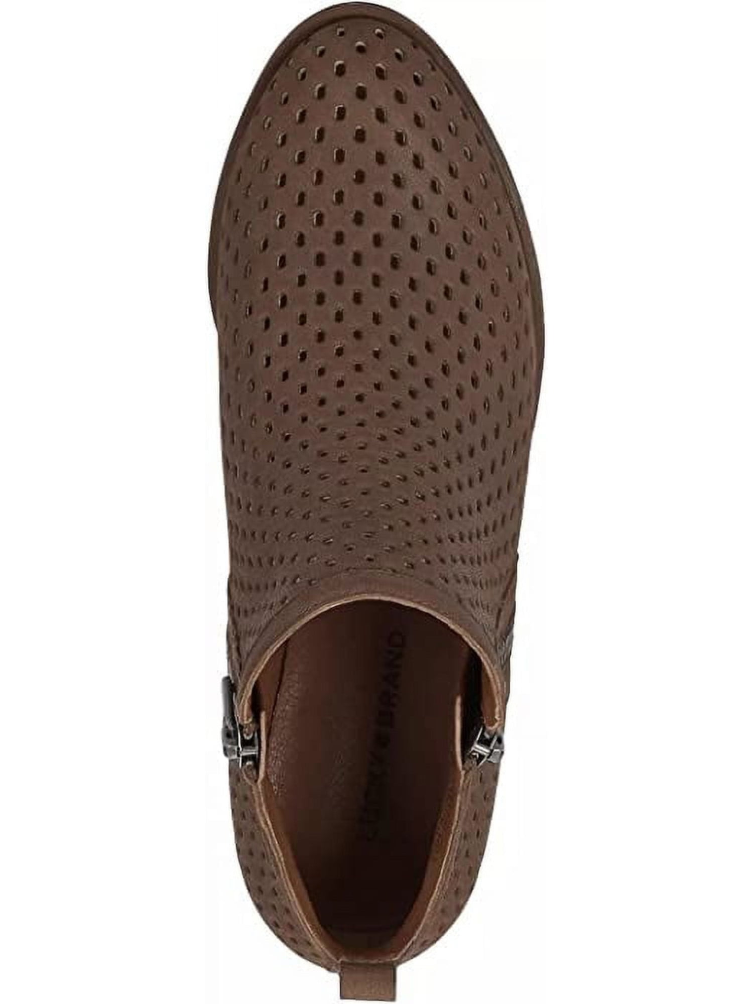 LUCKY BRAND Womens Brown Pull Tab Padded Perforated Basel Almond Toe Block Heel Leather Booties 9 M Walmart