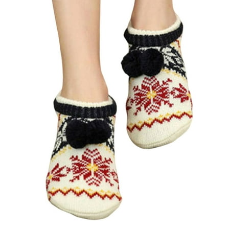 

Fangasis Ladies Breathable Slip On Home Shoes Indoor Soft Christmas Sock Slippers Thick Warm