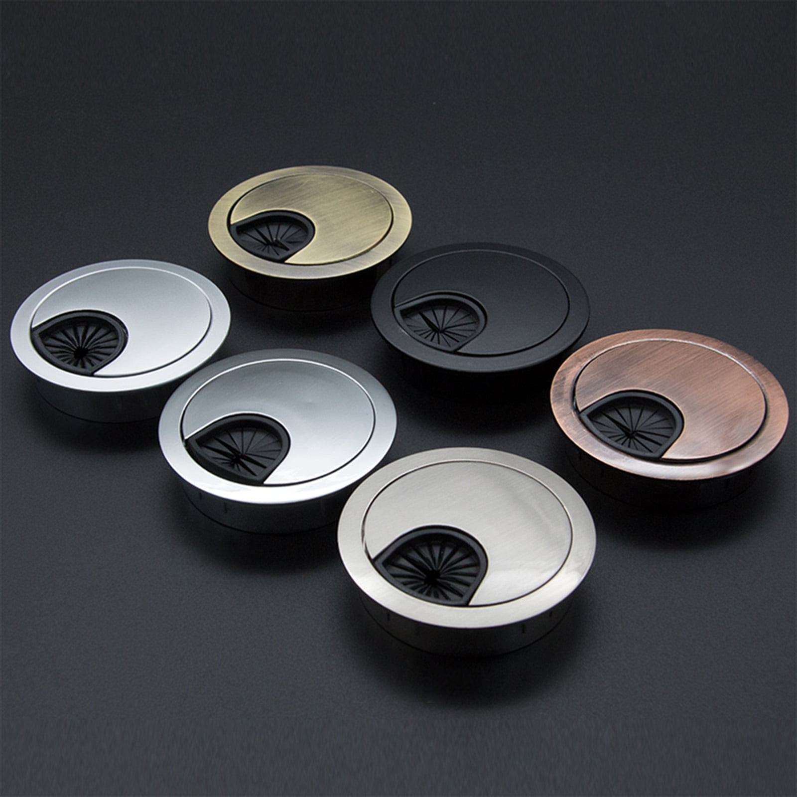 Round Desk Cable Grommet with Brush - Cable Management Hole Cover for Office Desks, TV Stands, and Conference Tables - Wire Organizer for Computer Cords and Power Cables