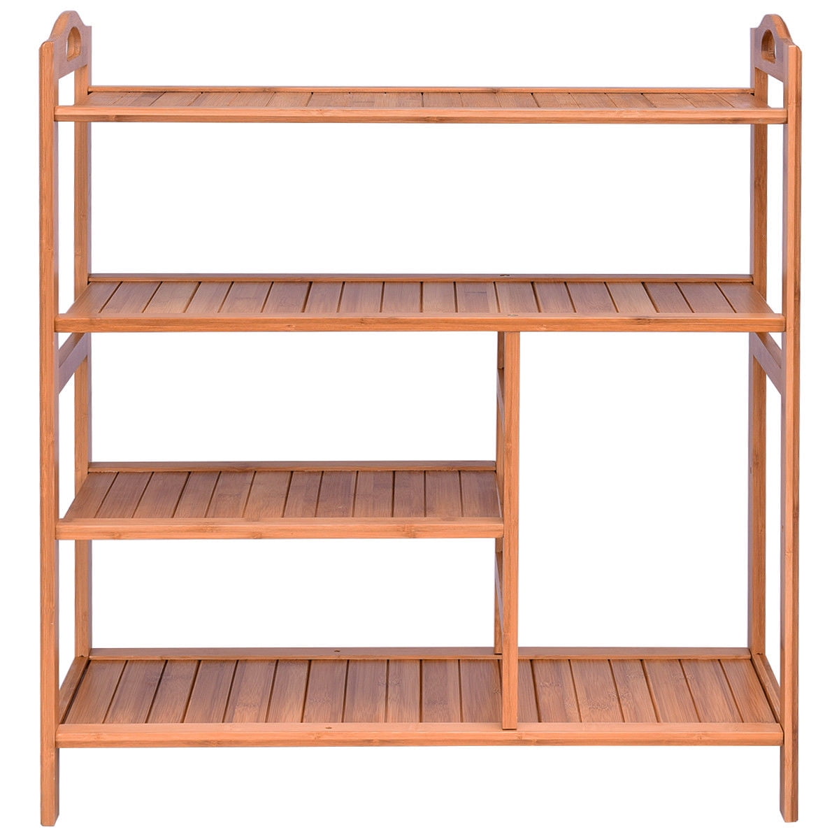 Gymax 4 Tier Multifunction Bamboo Shoe Rack Boot Tower Shelf Storage Organizer Stand