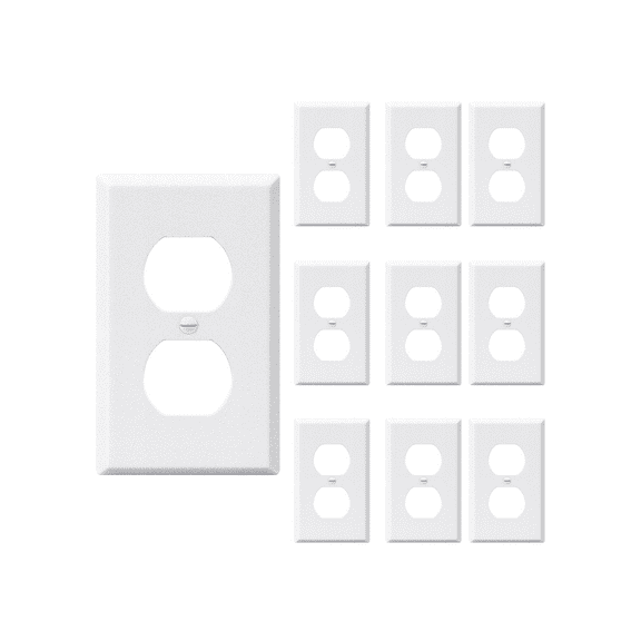 10-Pack 4.5"×2.75" Textured White Wall Plate Covers with Screws - Standard Size Electrical Outlet Cover