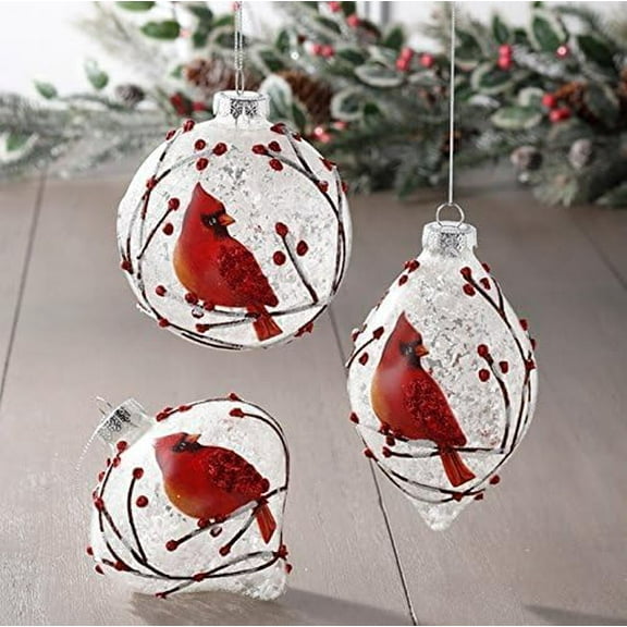 Raz Imports 2020 Mister Snowman 3-Inch Cardinal Ornament, Assortment of 3