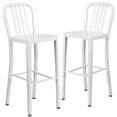 thumbnail image 1 of Commercial Grade 2 Pack 30" High White Metal Indoor-Outdoor Barstool with Vertical Slat Back, 1 of 9