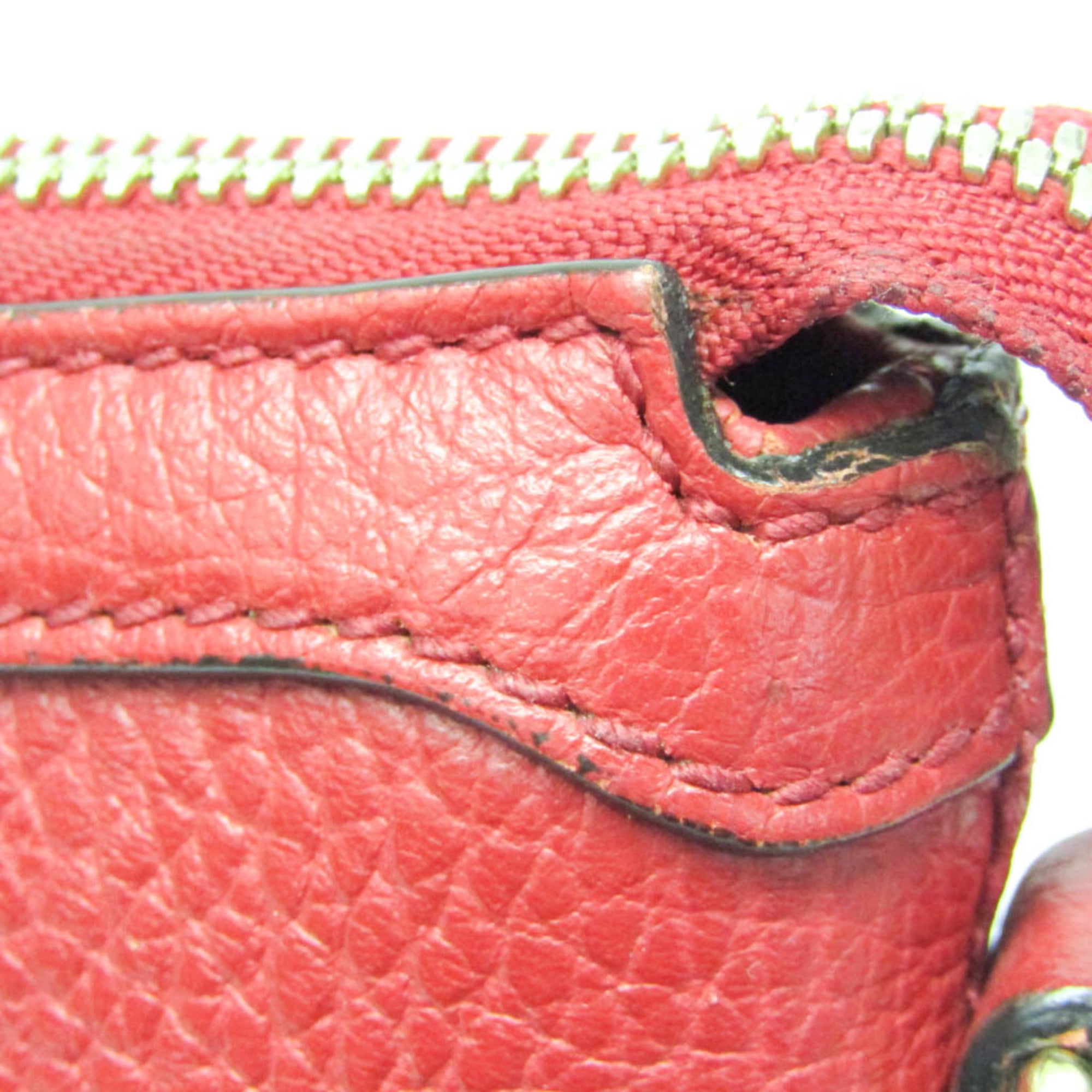 Pre-Owned Gucci Interlocking G 449659 Women's Leather Handbag,Shoulder Bag Red Color