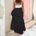thumbnail image 6 of Women's Maxi Dress Summer Travel Outfits Contrast Trim Spaghetti Straps Sleeveless for Casual Beach Wear, 6 of 8