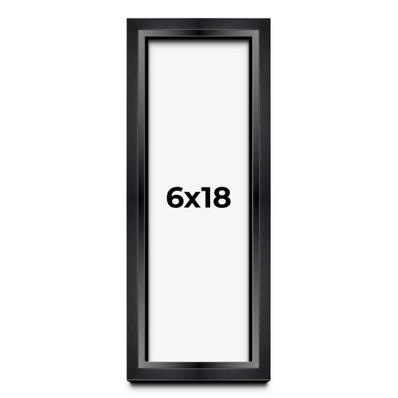 6x18 Shadow Box Frame Black | 1.25 inches Deep Real Wood Contemporary Shadowbox Display Frame | UV