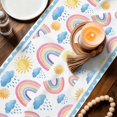 thumbnail image 3 of Rainbow Sunshine Table Runner 72 Inches, Rainy Cute Blue Border Bed Runner Dresser Scarves Tabletop for Indoor Outdoor Parties/Ceremony/Banquet, 16" x 72", 3 of 9
