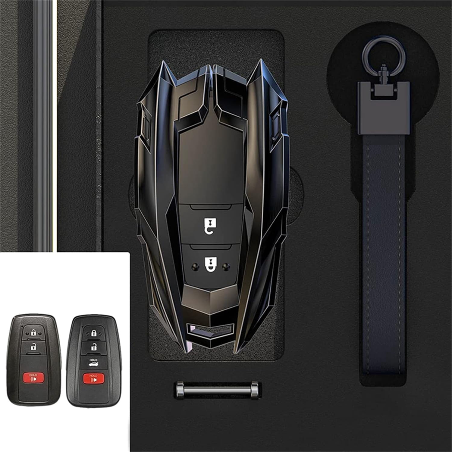 Zinc Alloy Metal Keyless Remote Key Fob Case Cover for Toyota Camry RAV4 Highlander C-HR Prius Corolla Avalon GT86