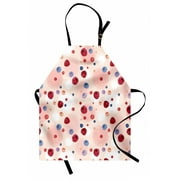 Peach Apron Raspberries Blueberries Cranberries Food Themed Design with Abstract Circle Backdrop, Unisex Kitchen Bib Apron with Adjustable Neck for Cooking Baking Gardening, Multicolor, by Ambesonne
