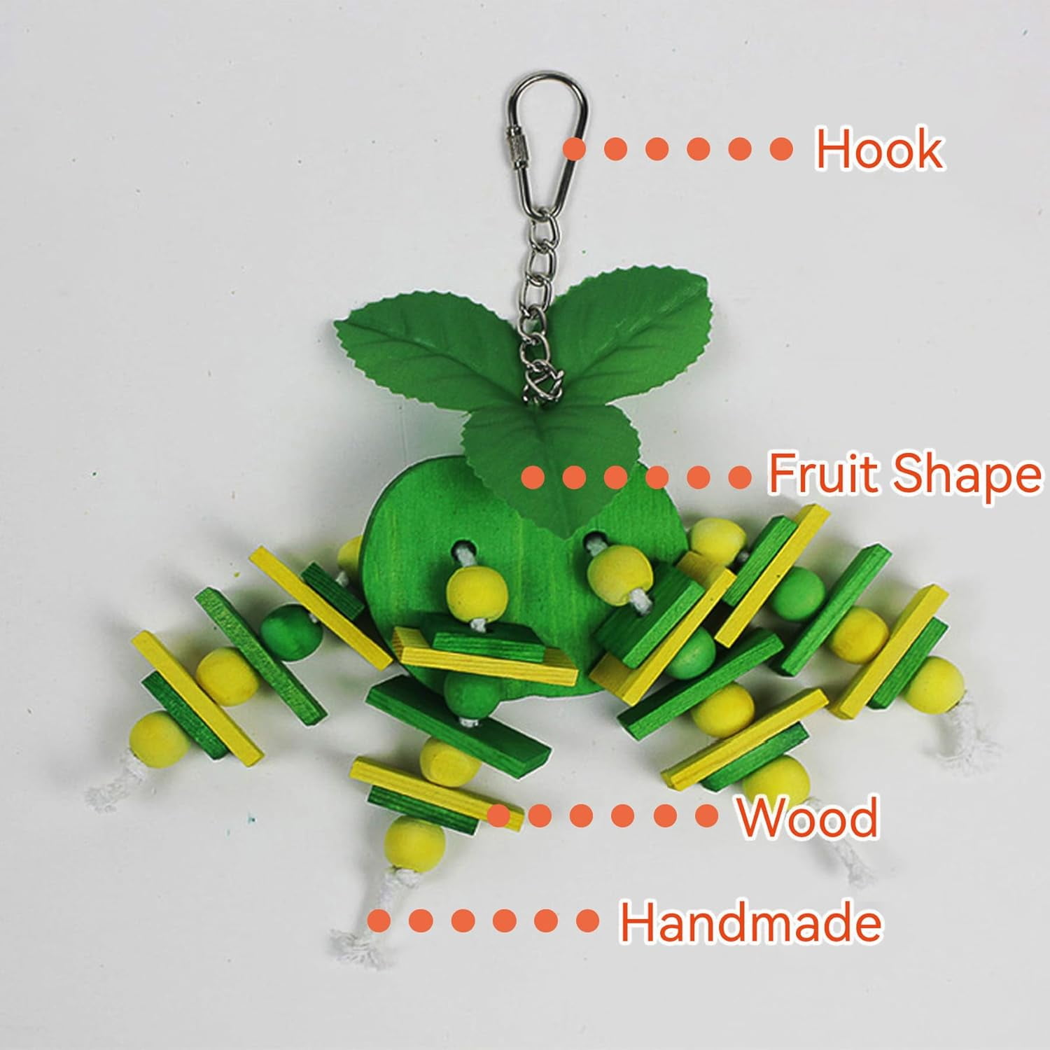 Bird Chewing Toy for Parrot Cockatiel Conure Wood Block Cage Hanging Foraging Bite Toy for Parakeet Small (Fruit Shape)