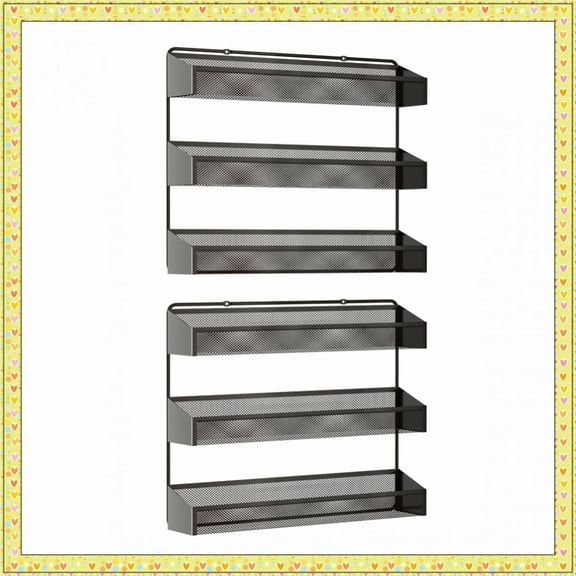 Fuleadture 2 Pieces 3 layer Wall Mount Spice Rack for Kitchen,(Bronze)