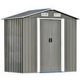 thumbnail image 3 of Topcobe Outdoor Storage Shed, Bike Shed Garden Shed, Metal Storage Shed, Tool Cabinet with Vents and Base, Great for Storing Patio Furniture, Garden Tools, Gray, 3 of 17