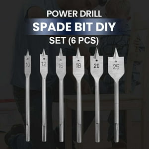 Qiopertar Spade Drill Bits 6 Pcs, HSS Flat Wood Boring Bits with Hex Shank Non-Slip, Woodworking Set for Carpenter Power Tools