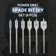TOPUUTP 6Piece Spade Drill Bit Set Flat Wood Boring Bits for Carpentry and Construction