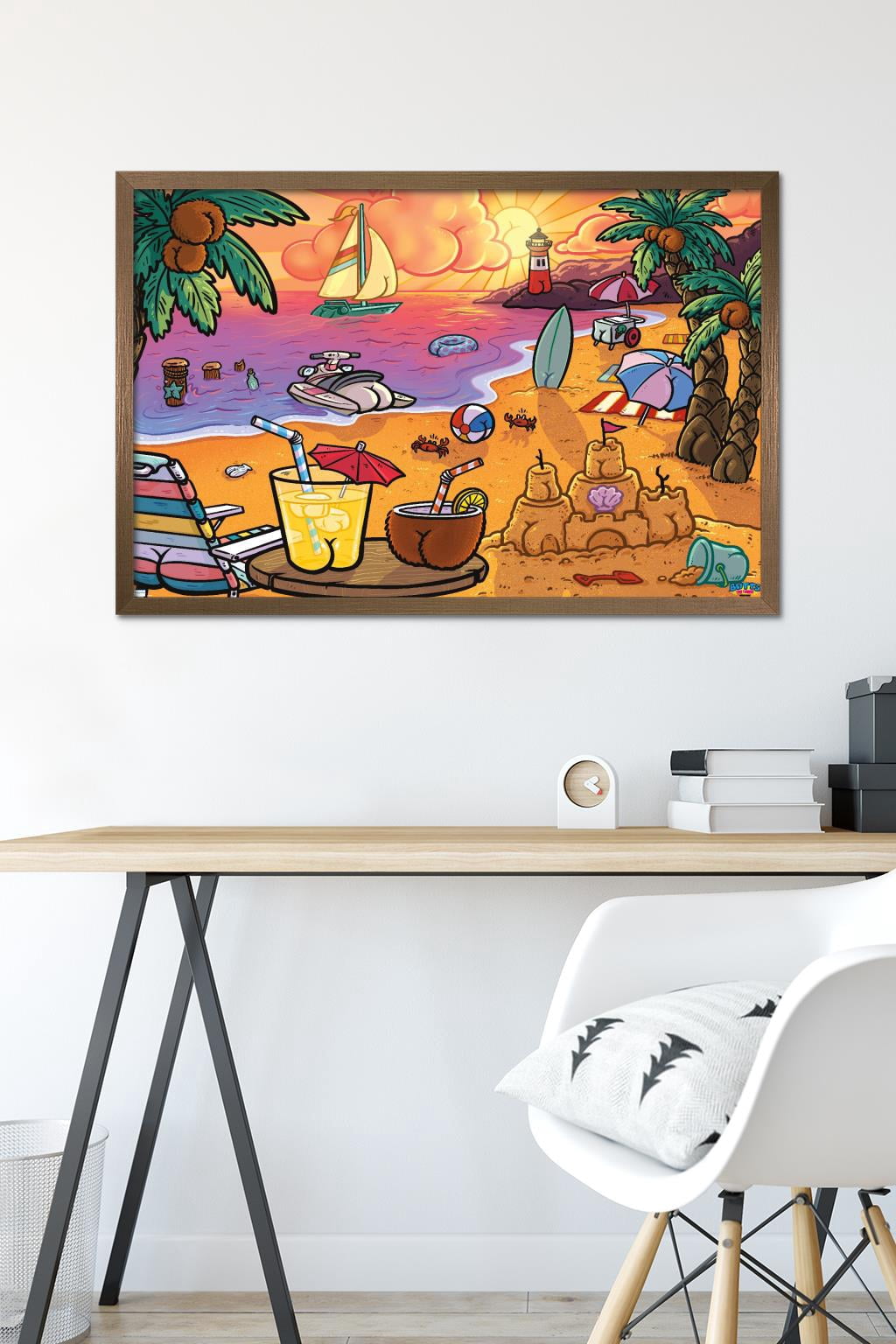 Brian Cook: Butts on Things - Beach Wall Poster, 22.375" x 34" Framed