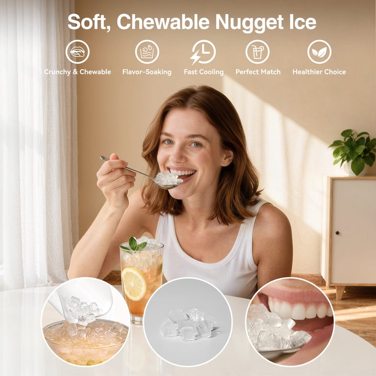 Goosiay 33-Pound Nugget Ice Maker, Stainless Steel Black photo 4