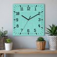 thumbnail image 6 of Turquoise Wooden Wall Clock Silent Non Ticking, Farmhouse Burlap Solid Teal Color Modern Linen Texture Square Wall Clocks Battery Operated, Decor Clock for Home Office, Living Room, Kitchen, 10 Inch, 6 of 9
