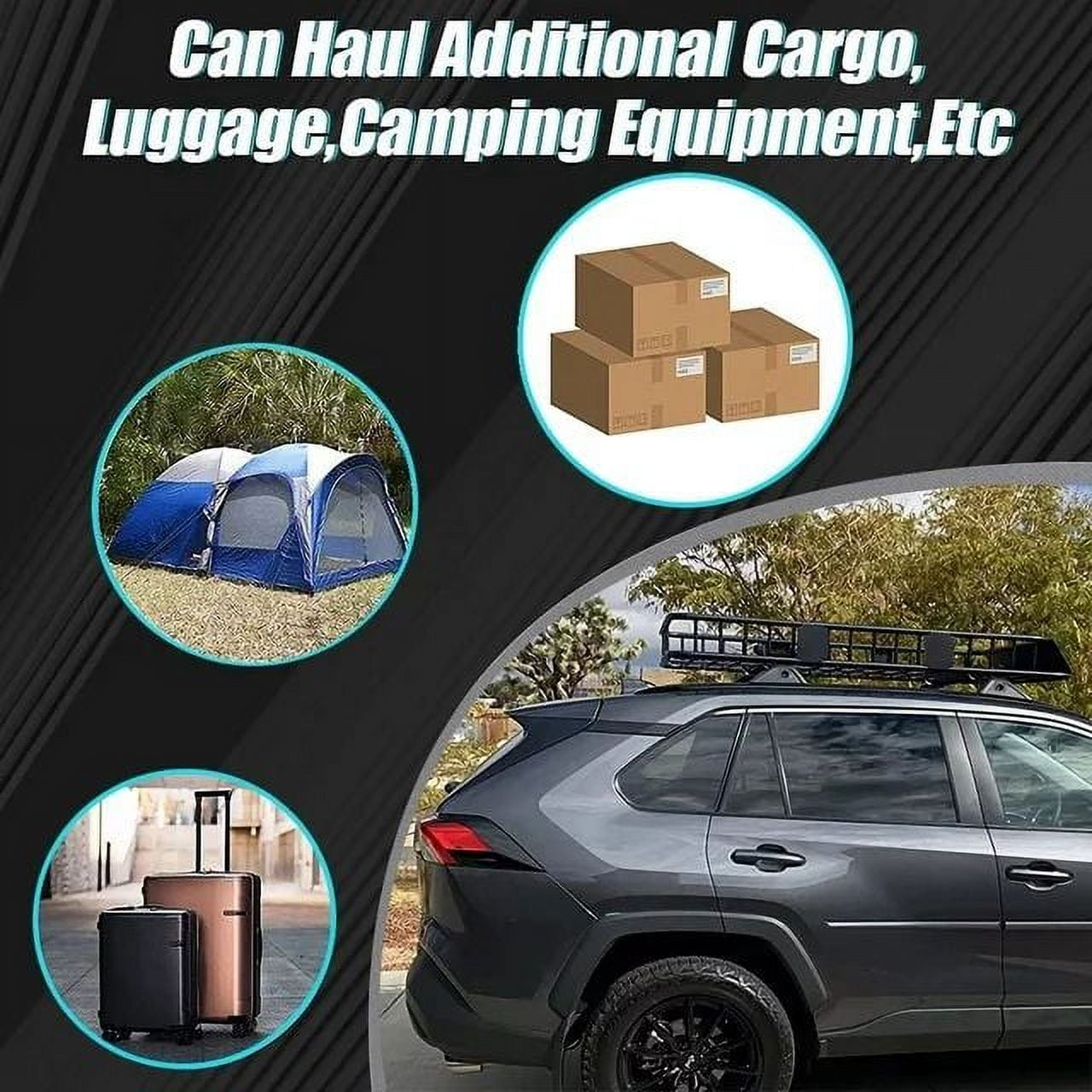 Kojem 64" Universal Roof Rack Basket, Expandable Cargo Carrier, Car Top Luggage Storage Holder, SUV 250Lbs Black