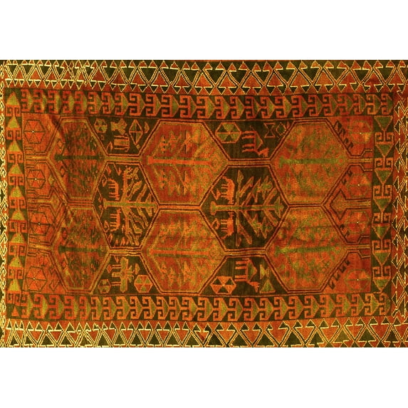 Ahgly Company Indoor Rectangle Persian Yellow Traditional Area Rugs, 8' x 10'