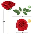thumbnail image 2 of Flores artificiales AmyHomie de color rojo oscuro, 50 unidades con tallo, 2 of 6