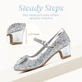 thumbnail image 5 of Girls Dress Shoes Glitter Sparkle Princess Shoes Low Heels Toddler Mary Jane Pumps Cute Kids Footwear School Wedding Party Birthday for Little/Big Kid, 5 of 7