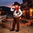 thumbnail image 4 of HAYIMI Kids Cowboy Set, Fringed Vest Pants with Hat Bandana Belt, Boys Western Themed Halloween Role-Play Dress-Up Outfit Clothes Sets, 4 of 8