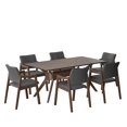 thumbnail image 1 of Juego de Comedor de Madera con 6 Sillas Tapizadas para 6 Personas, Mesa y Sillas para Comedor y Cocina, Midtown Concept Ibiza, Nogal y Gris Oscuro, 1 of 5