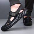 thumbnail image 2 of XUNKUSGA Mens Sandals Lightweight Comfortable Mesh Closed Toe Beach Sandal with Adjustable Straps Summer Hollow Out Breathable Hiking Sandals for Outdoor,Black, 2 of 7