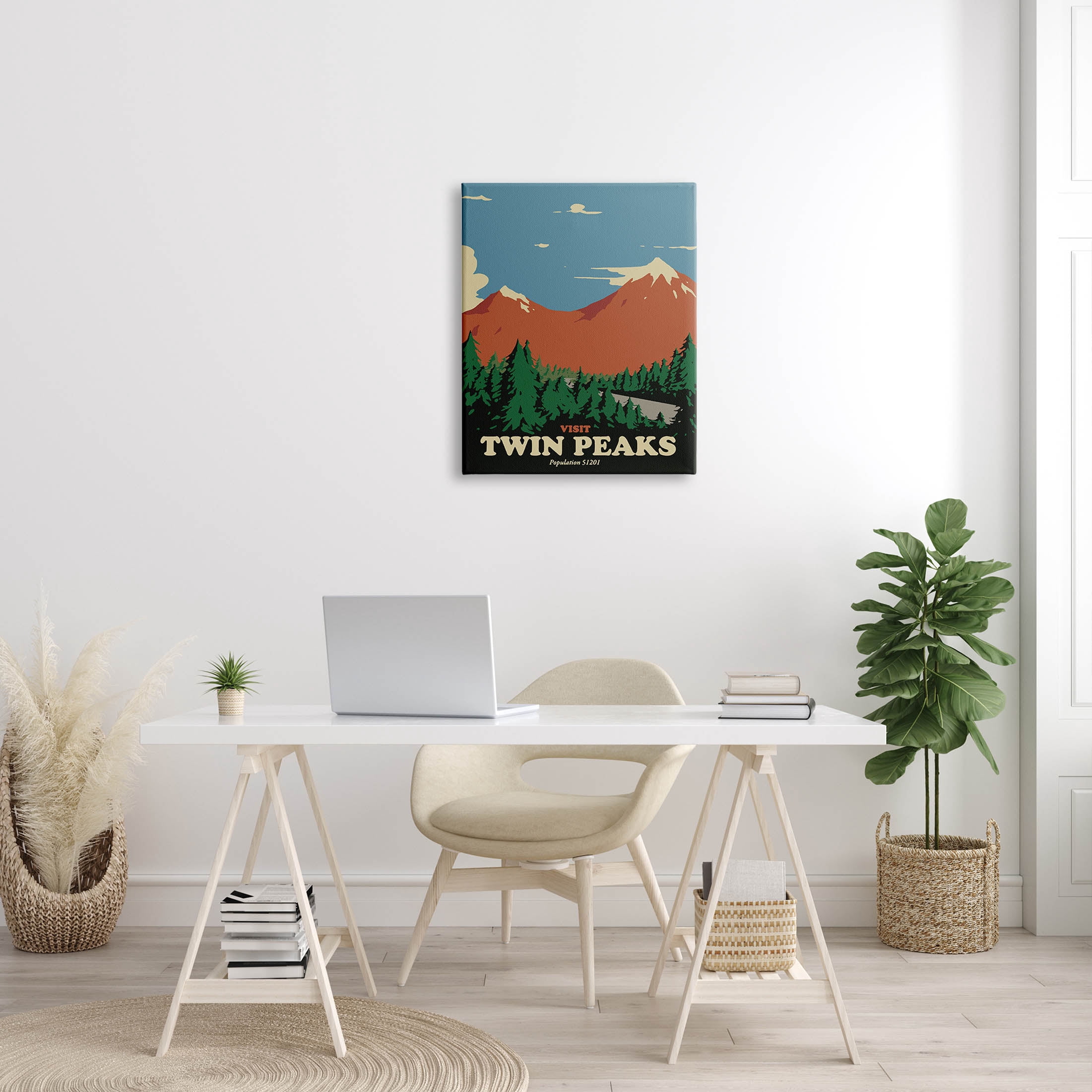 Stupell Industries Visit Twin Peaks Mountain Landscape Graphic Art Gallery Wrapped Canvas Print Wall Art, Design by Matheus Lopes Castro