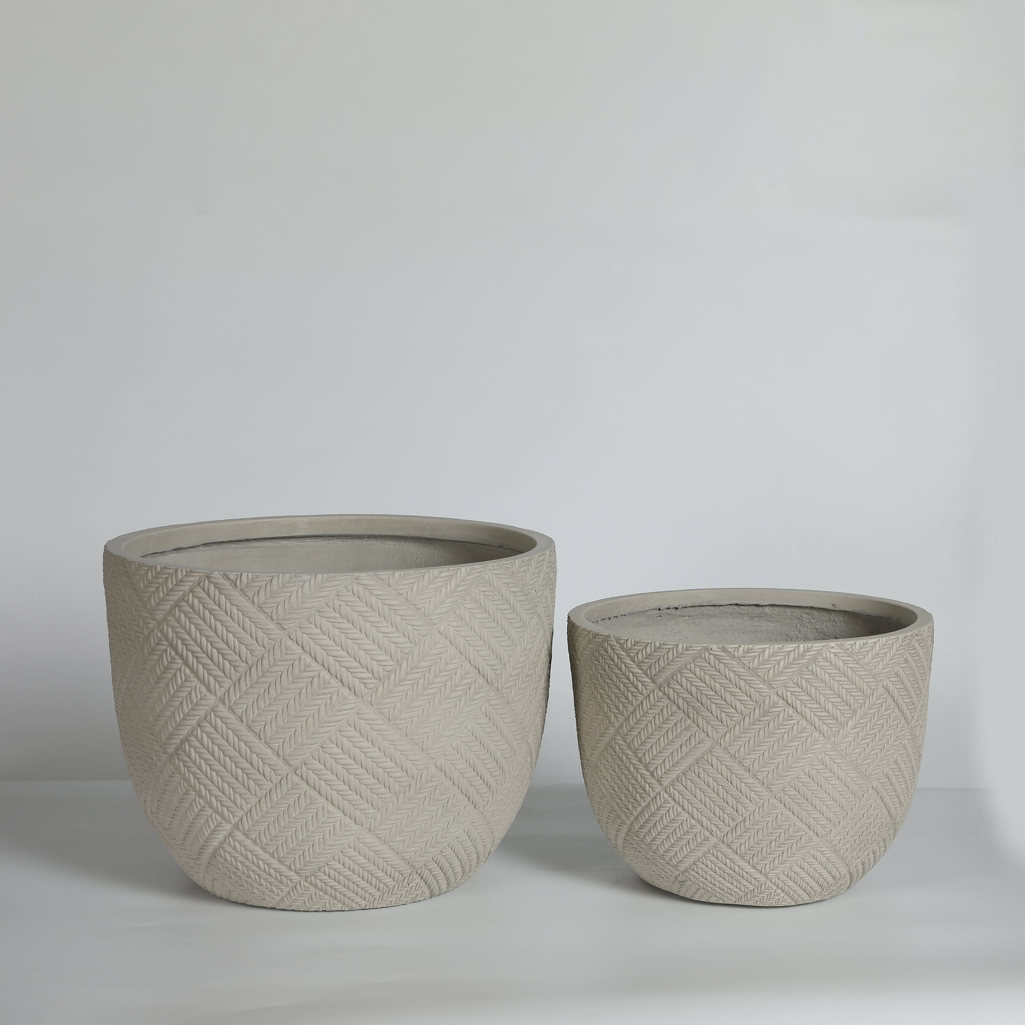 Concrete Planter, 2 Pack Round Flower Pot with Drainage Hole for Garden Balcony Patio Yard, Grey
