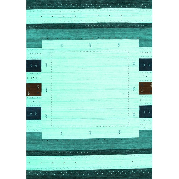 Ahgly Company Indoor Rectangle Solid Turquoise Blue Modern Area Rugs, 3' x 5'