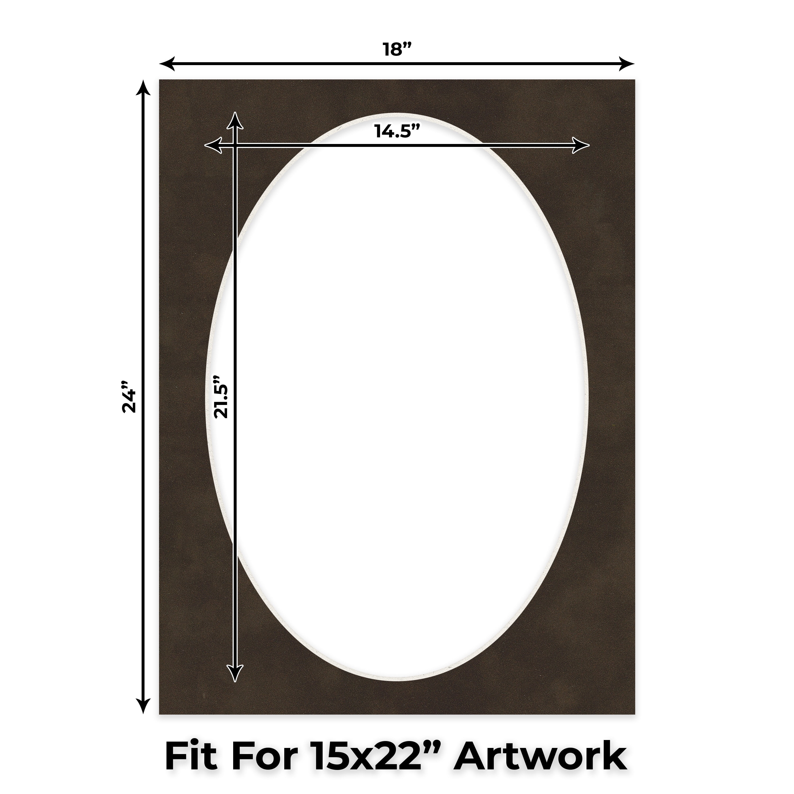 Brown Suede Picture Frame Mat for 18x24 Frames - Oval Opening for 15x22 Photos - 10 Mats